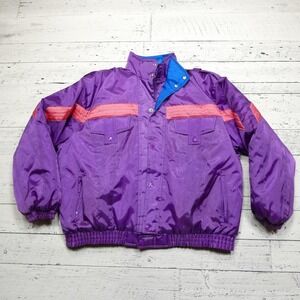 Vintage Mixed Blues Jacket‎ Mens XL Purple Pink Nylon Colorblock Ski Snow 90s